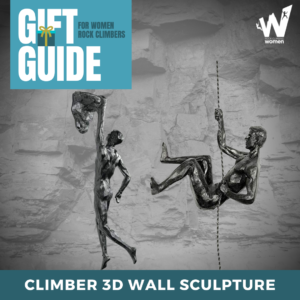 3D wall sculptures of climbing figures.