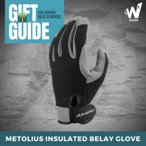 Insulated belay glove on gray background.