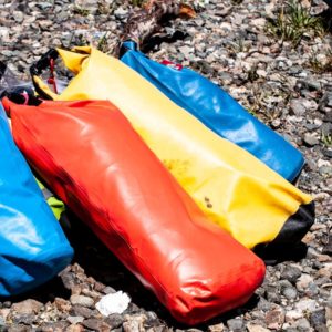 Dry bags used for rock climbing trips.