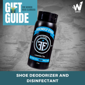 Friendly Foot shoe deodorizer and disinfectant on gray background.