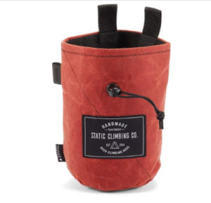 Red and black chalk bag.