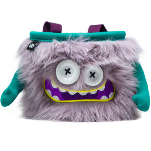 Furry purple and teal monster chalk bag.